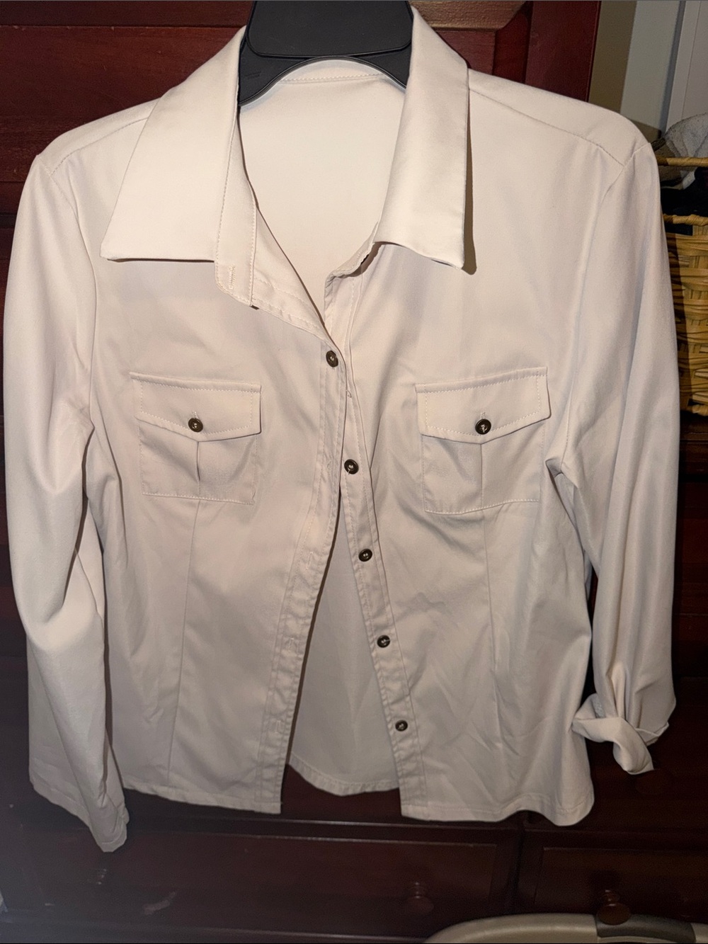 SHEIN Cream Utility Button-Front Jacket